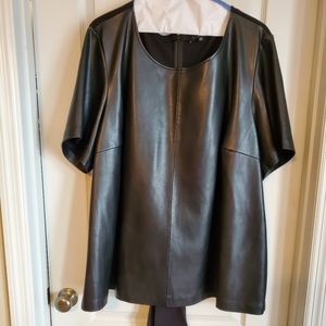 Women's Faux Leather Black Leather Top